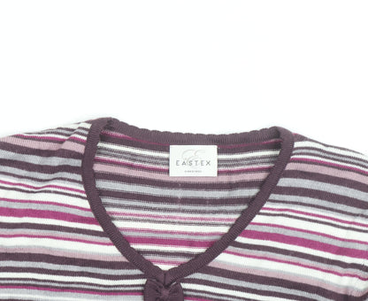 Eastex Women’s Multicoloured Striped V-Neck 3/4 Sleeve Jumper Size 16