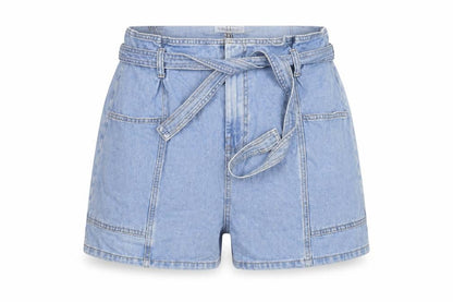 Denim Co. Men's Blue Belted Chino Denim Shorts Size M
