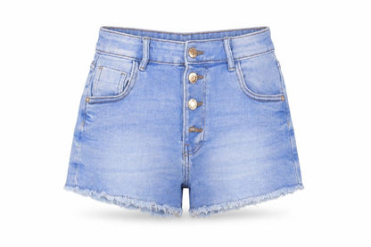 Denim Co Teens Blue High Rise Cut-Off Denim Shorts Size 158