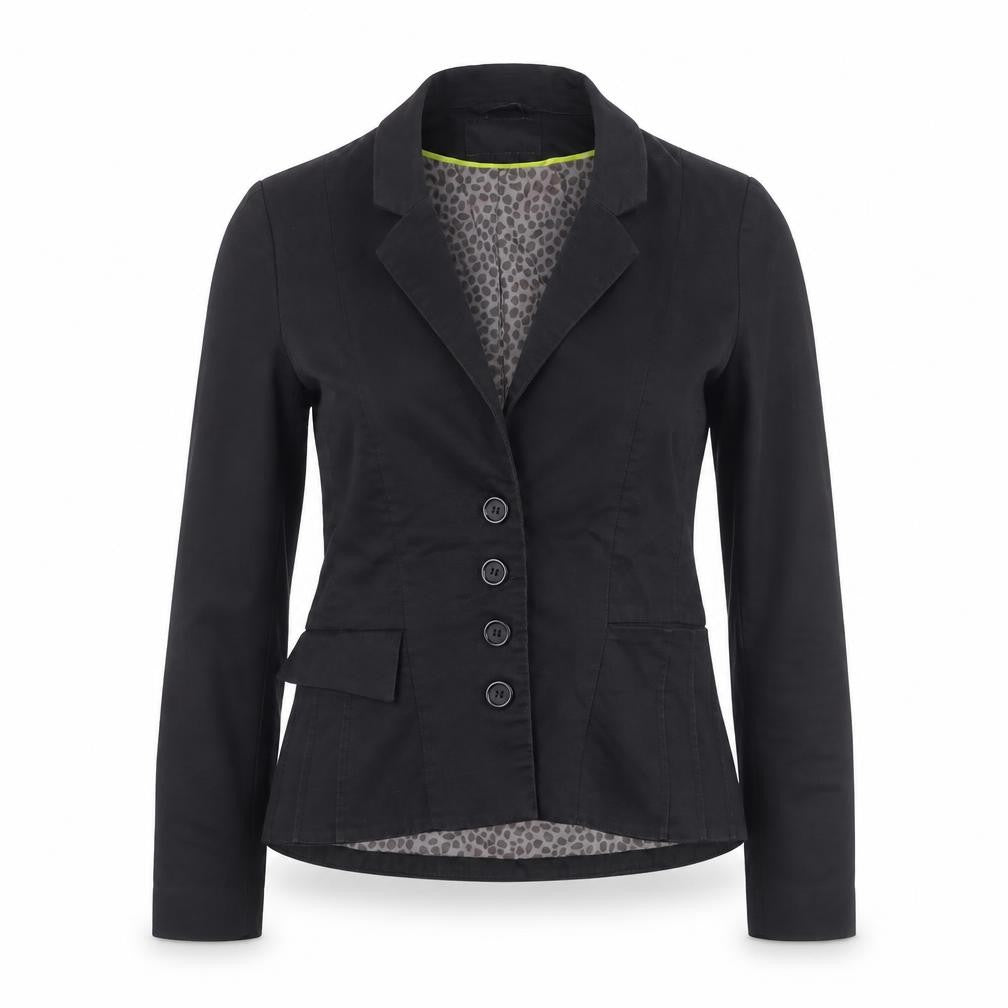H&M Women Black Cotton Blend Blazer Jacket Size 2 Regular