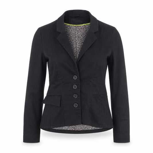 H&M Women Black Cotton Blend Blazer Jacket Size 2 Regular