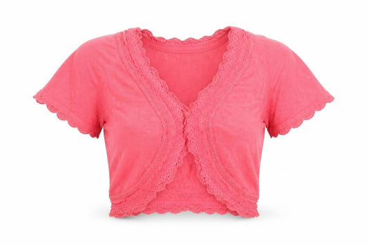 RJR.John Rocha Women’s Pink Cropped Crochet V-Neck Blouse Size S