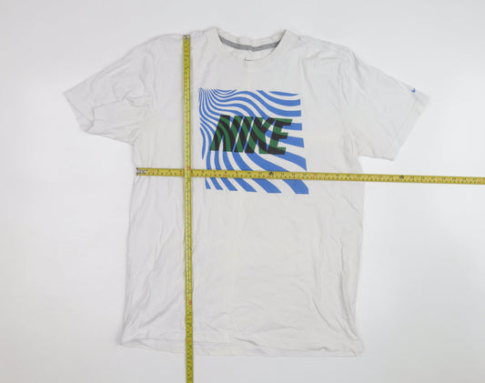 Nike Men's White Graphic Print Sports T-Shirt Size L