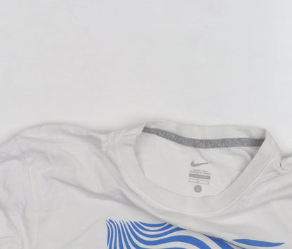 Nike Men's White Graphic Print Sports T-Shirt Size L