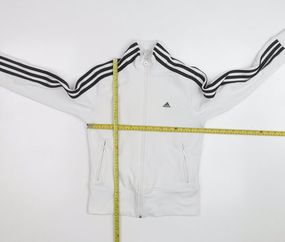 adidas Women's White Track Jacket Size 10 Full Zip Sports Top