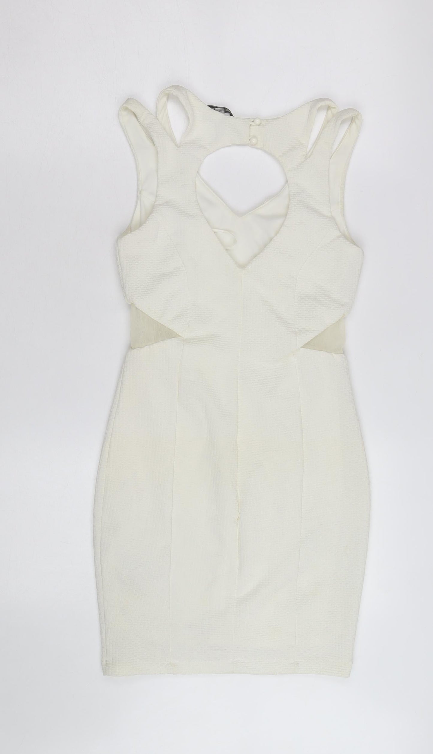 New Look Women's Ivory Bodycon Cut Out Short Dress Size 8