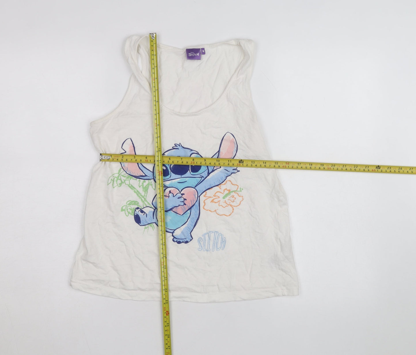 Disney Stitch Women's White Camisole Tank Top M Cotton Casual Cute