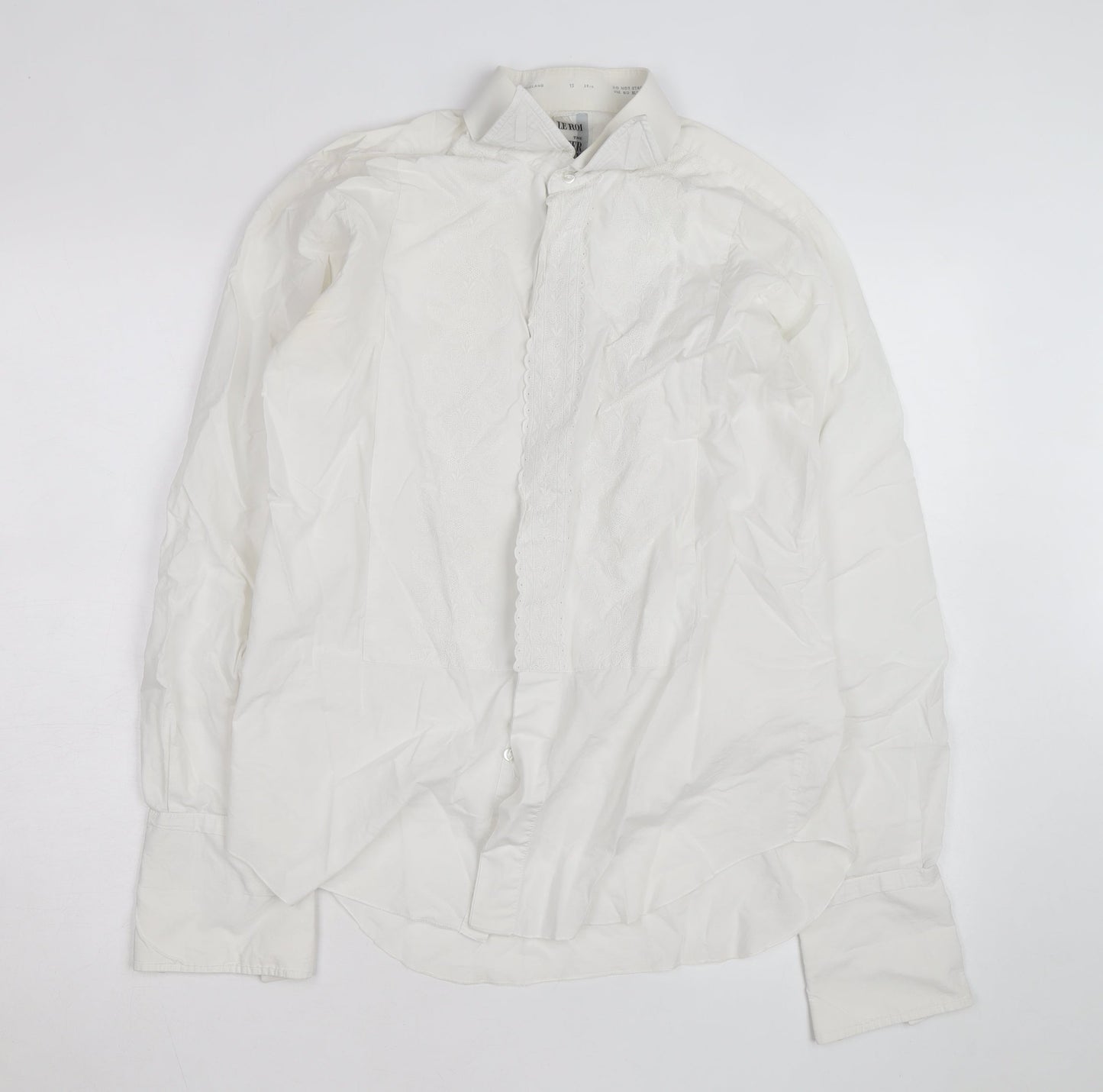 Le Roi Women's White Embroidered Cotton Button-Up Shirt L UK