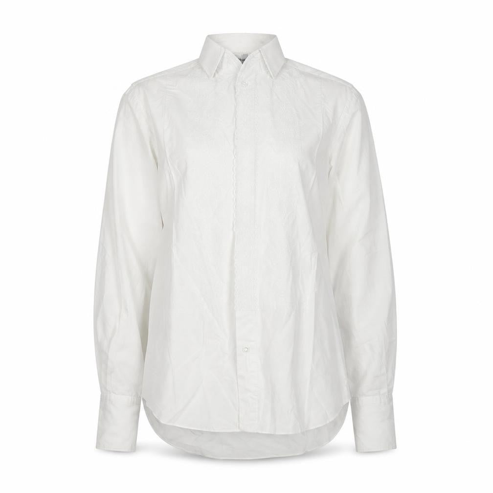 Le Roi Women's White Embroidered Cotton Button-Up Shirt L UK