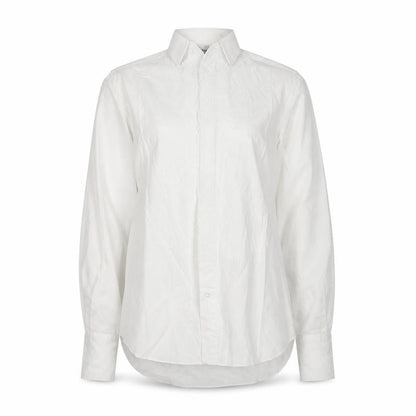 Le Roi Women's White Embroidered Cotton Button-Up Shirt L UK