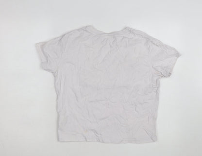 Superdry Women's White Cotton T-Shirt Size 10 Short Sleeve Logo Top