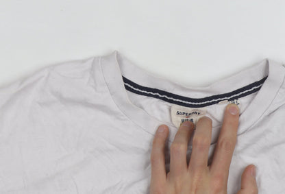 Superdry Women's White Cotton T-Shirt Size 10 Short Sleeve Logo Top