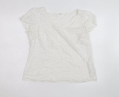 Marks and Spencer Women’s White Cotton Broderie Blouse Size 18