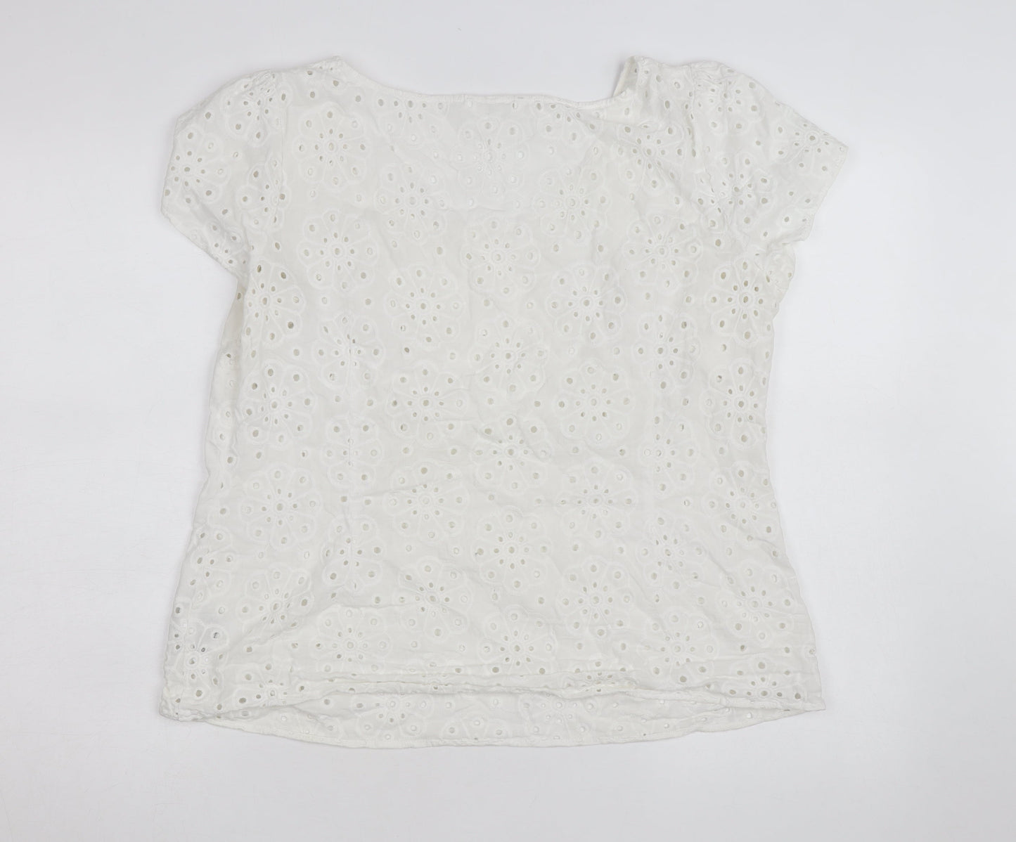 Marks and Spencer Women’s White Cotton Broderie Blouse Size 18