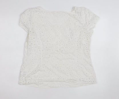 Marks and Spencer Women’s White Cotton Broderie Blouse Size 18