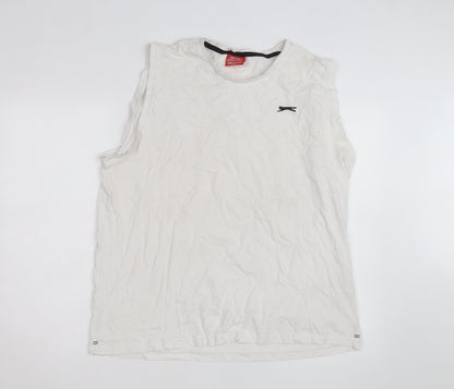 Slazenger Men's White Sleeveless Crew Neck 2XL Cotton T-Shirt