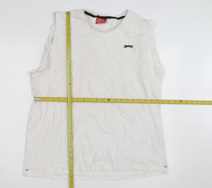 Slazenger Men's White Sleeveless Crew Neck 2XL Cotton T-Shirt