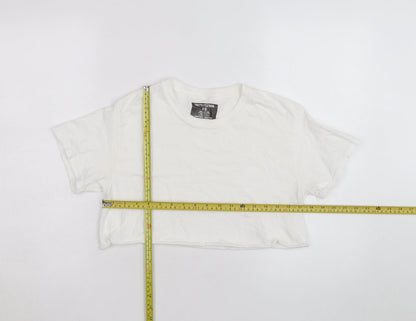 PrettyLittleThing Women’s White Cropped Cotton T-Shirt XS