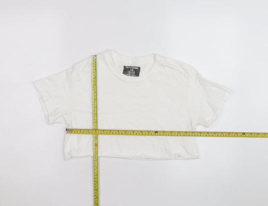 PrettyLittleThing Women’s White Cropped Cotton T-Shirt XS