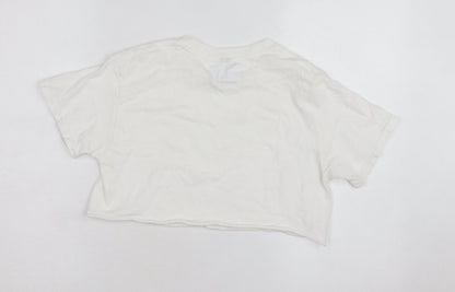 PrettyLittleThing Women’s White Cropped Cotton T-Shirt XS