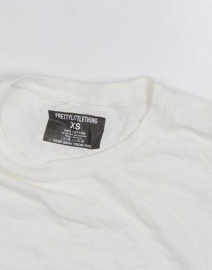 PrettyLittleThing Women’s White Cropped Cotton T-Shirt XS