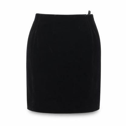 St Michael Women’s Black Velvet Pencil Skirt Size 12 Knee Length Vintage