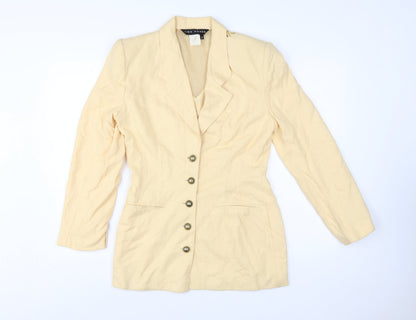 Tina Hagen Women Beige Long Sleeve Single-Breasted Silk Rayon Blazer S