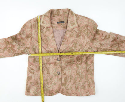 Laura Studio Women's Beige Pink Floral Jacquard Blazer Size 12 Classic Fit