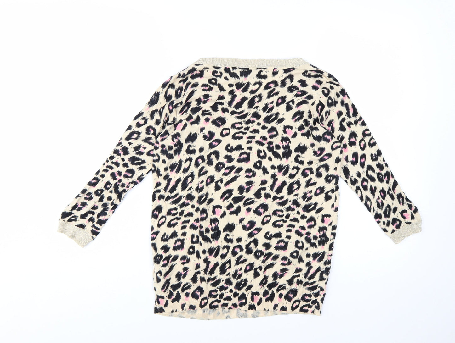 Wallis Women Beige Leopard Print Long Sleeve Jumper Size S