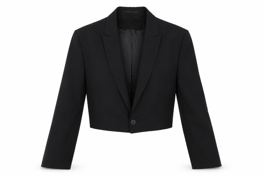 ASOS DESIGN Women's Black XS Cropped Tuxedo Suit Jacket