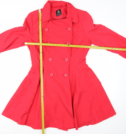 Atmosphere Women’s Red Belted Trench Coat Size 10 Polyester