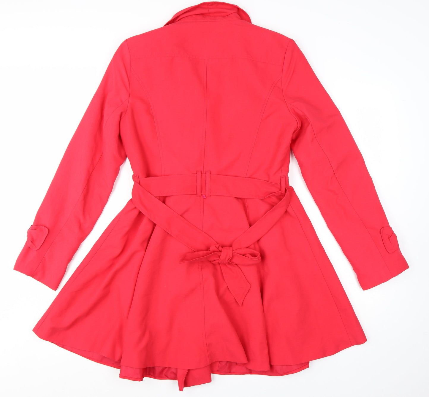 Atmosphere Women’s Red Belted Trench Coat Size 10 Polyester