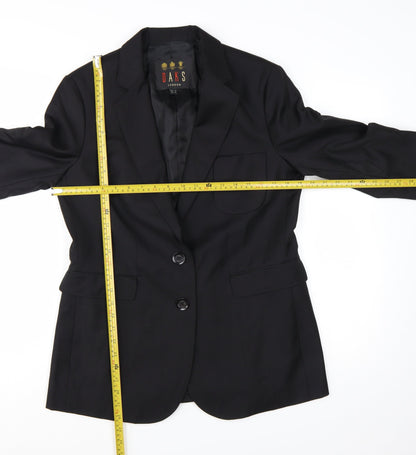DAKS London Women's Black Wool Blazer UK 12 Single-Breasted Jacket