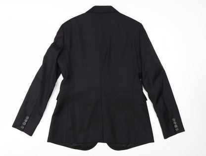DAKS London Women's Black Wool Blazer UK 12 Single-Breasted Jacket