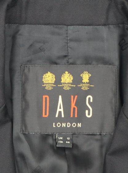 DAKS London Women's Black Wool Blazer UK 12 Single-Breasted Jacket