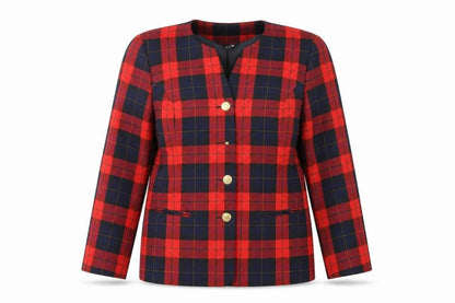 Hamells Womens Red Tartan Check Blazer Jacket UK 20 Classic Lined