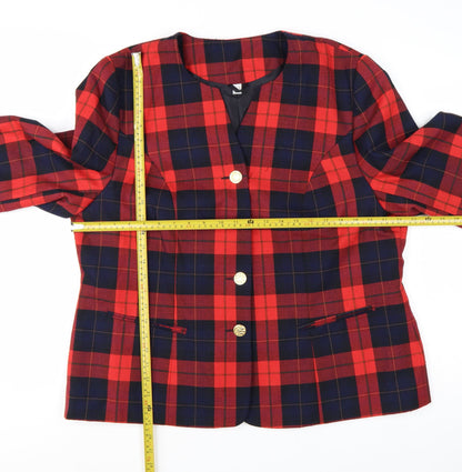 Hamells Womens Red Tartan Check Blazer Jacket UK 20 Classic Lined