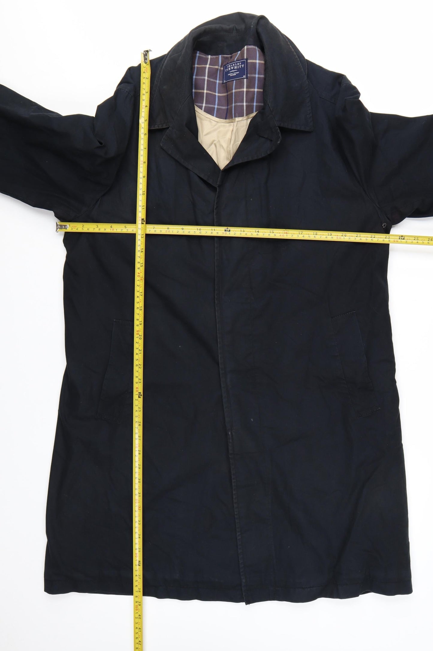Charles Tyrwhitt Men's Black Cotton Overcoat 42 Regular Classic Style