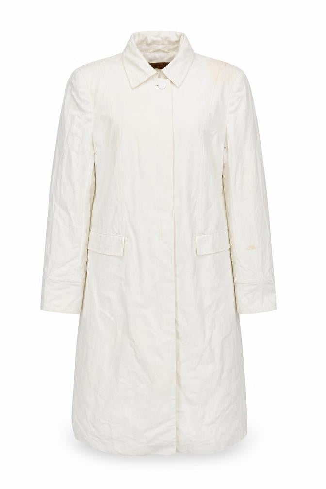 Fenn Wright Manson Women's Ivory Long Cotton Trench Coat UK 14