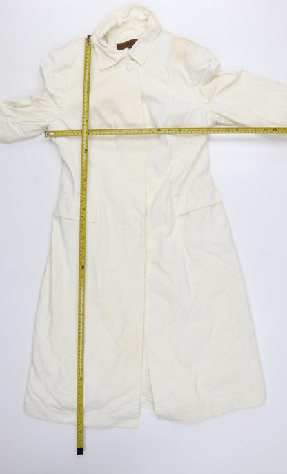 Fenn Wright Manson Women's Ivory Long Cotton Trench Coat UK 14