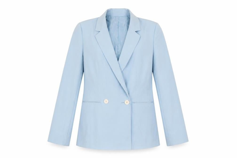 Dorothy Perkins Women Blue Double-Breasted Blazer UK 10 Polyester Blend