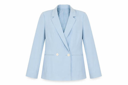 Dorothy Perkins Women Blue Double-Breasted Blazer UK 10 Polyester Blend
