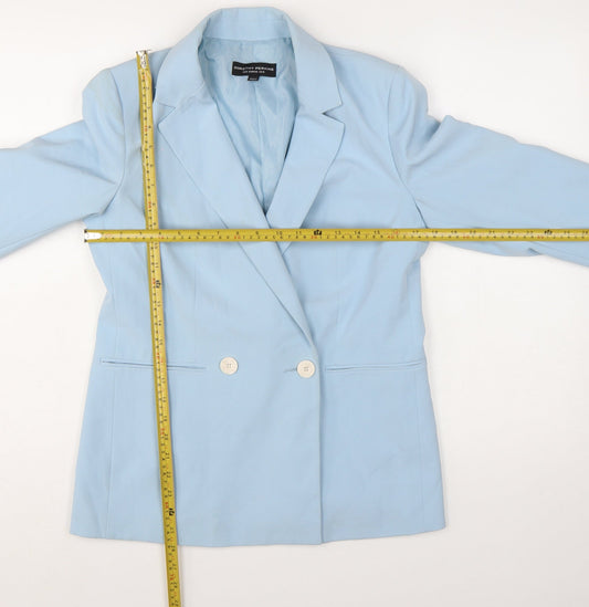 Dorothy Perkins Women Blue Double-Breasted Blazer UK 10 Polyester Blend