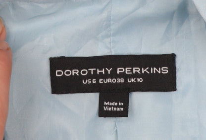 Dorothy Perkins Women Blue Double-Breasted Blazer UK 10 Polyester Blend