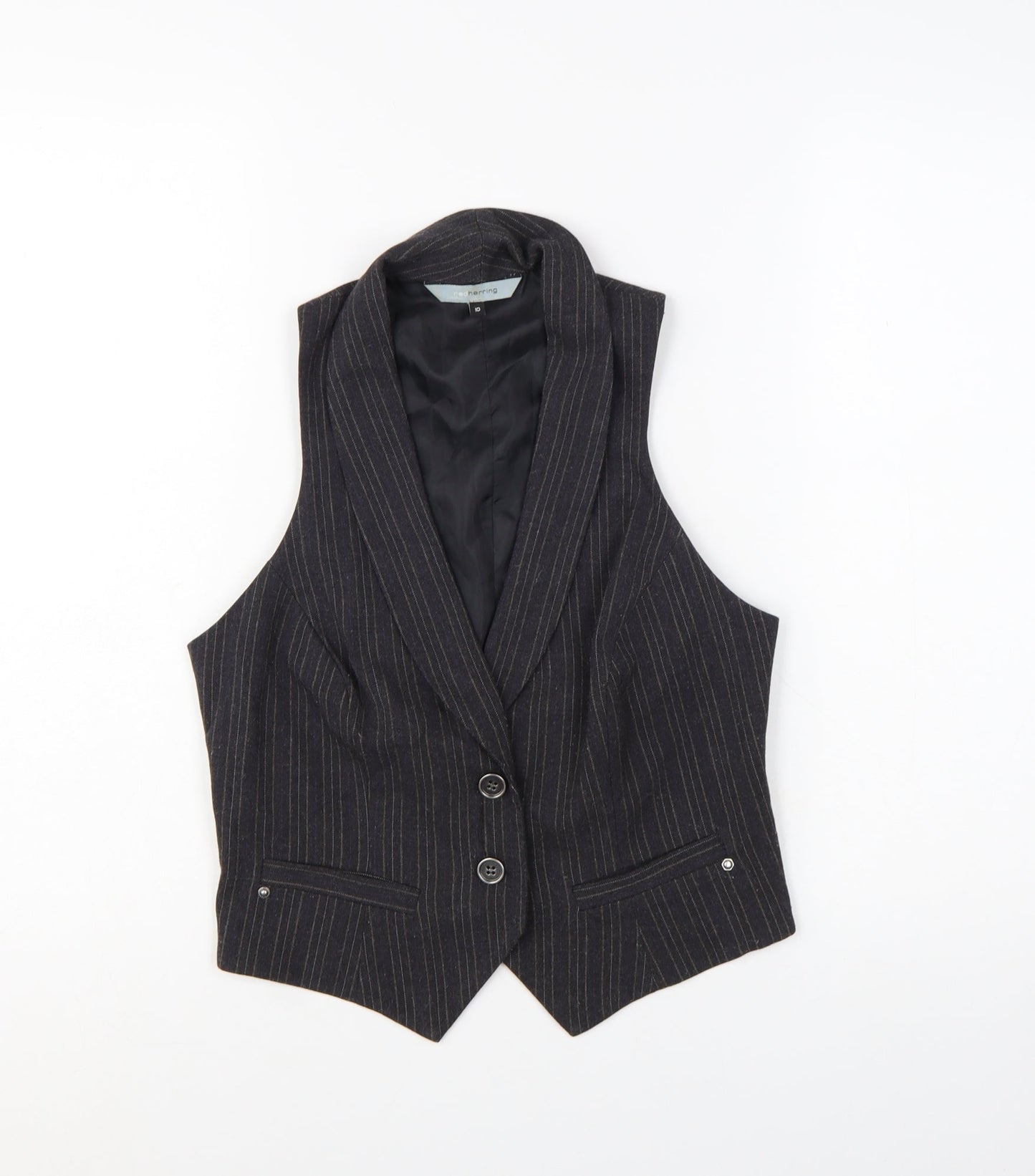 Red Herring Women's Black Pinstripe Suit Waistcoat Size 10