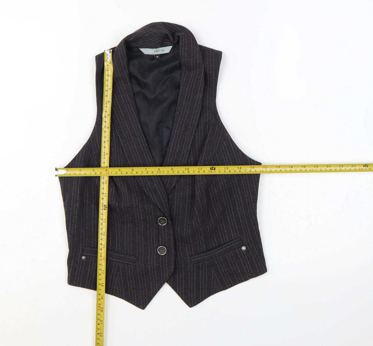 Red Herring Women's Black Pinstripe Suit Waistcoat Size 10