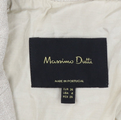 Massimo Dutti Women’s Beige Belted Linen Blazer Size 8