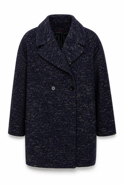 Topshop Womens Blue Tweed Mid-Length Overcoat XS