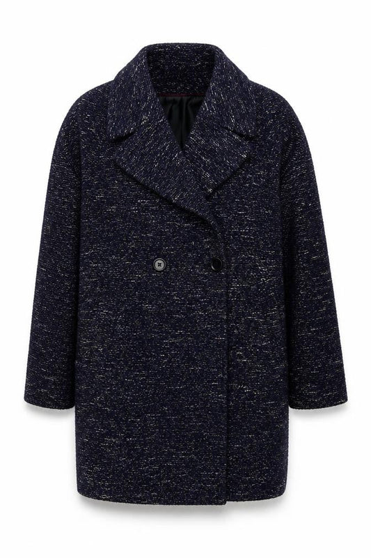 Topshop Womens Blue Tweed Mid-Length Overcoat XS
