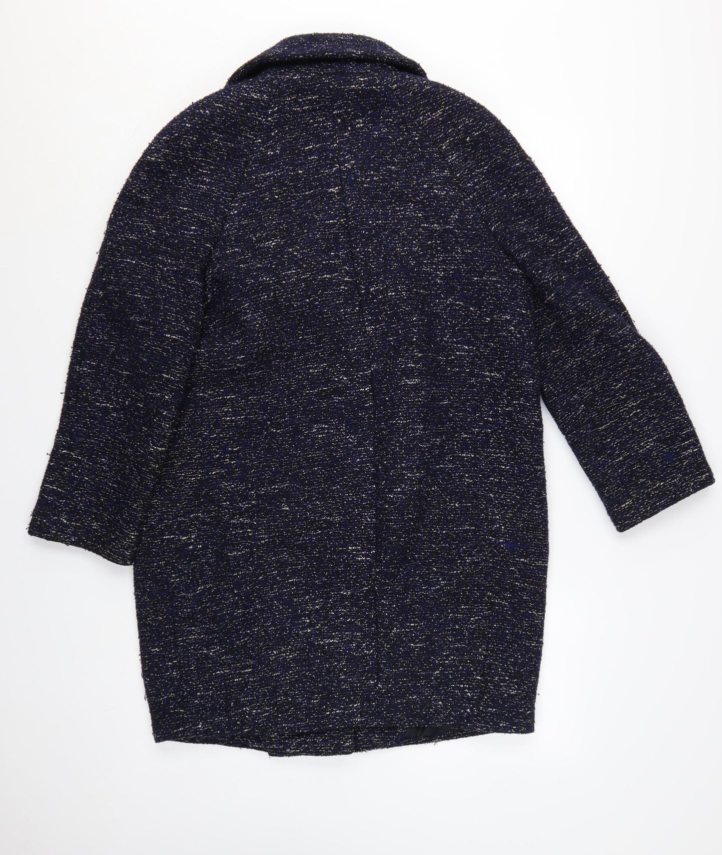 Topshop Womens Blue Tweed Mid-Length Overcoat XS